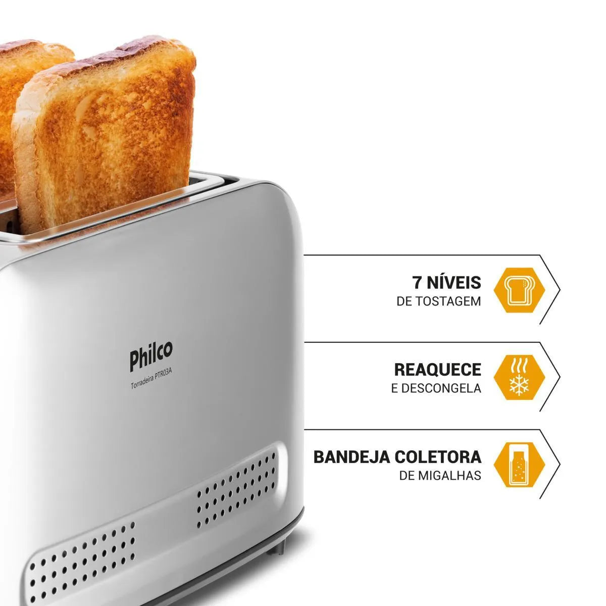 Torradeira Philco 7 Níveis de tostagem PTR03A 3 funções