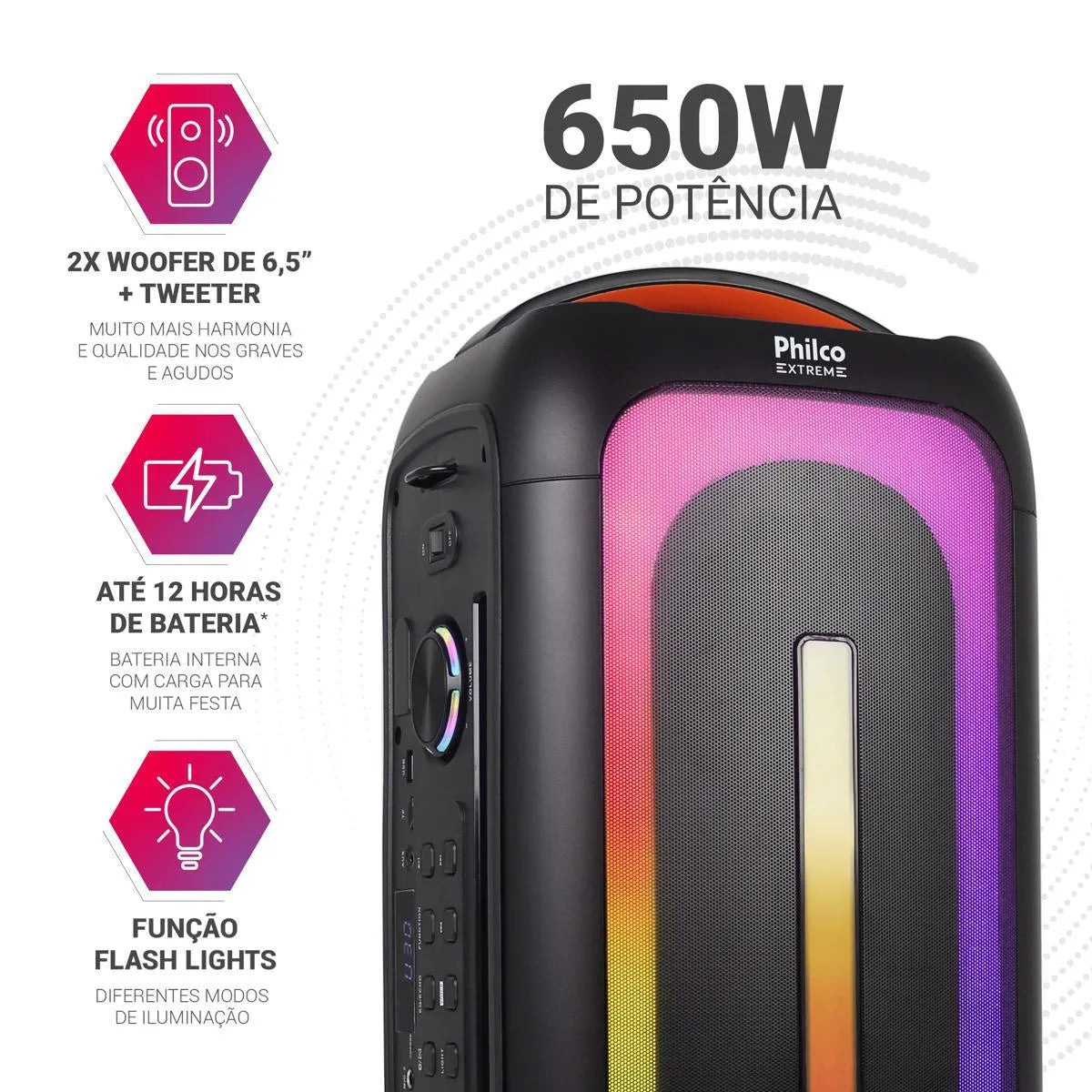 Caixa de Som Amplificada Philco Bluetooth 5.3 650W PCX6701