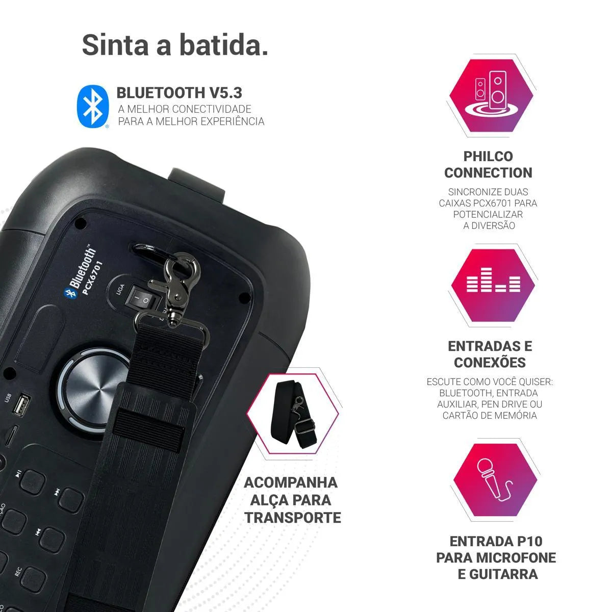 Caixa de Som Amplificada Philco Bluetooth 5.3 650W PCX6701