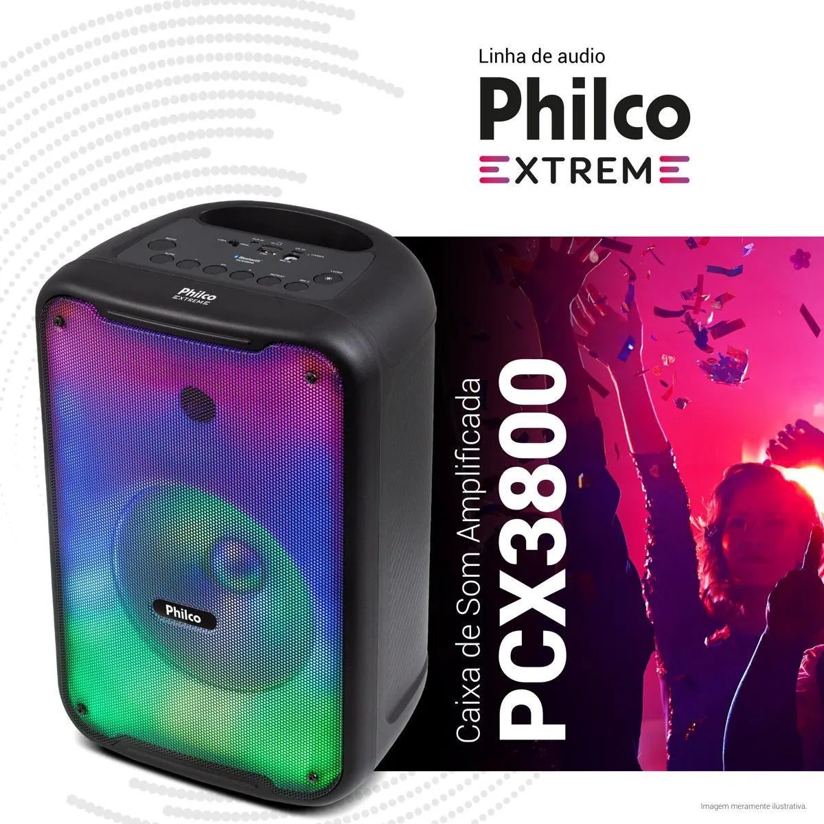 Caixa de Som Amplificada Philco Flash Lights 250W PCX3800