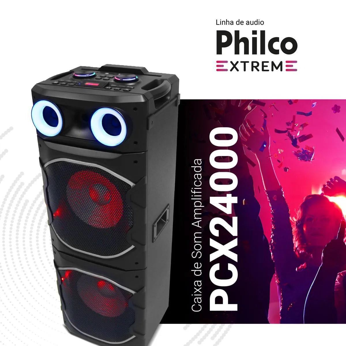Caixa de Som Amplificada Philco Flash Lights 2400W PCX24000