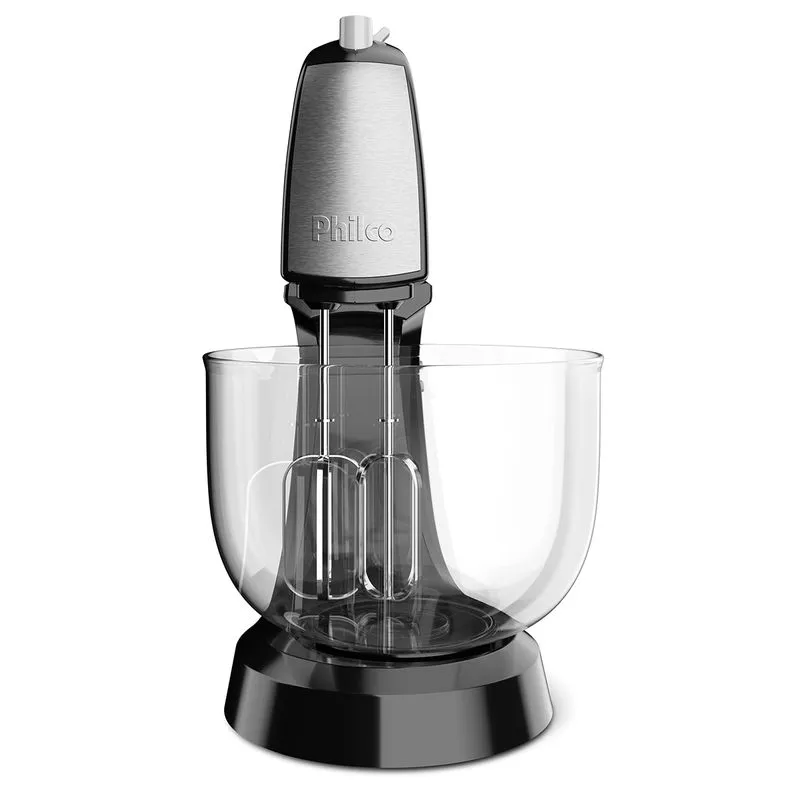Batedeira Philco Crome Base Cristal Duo Turbo Preta 550W