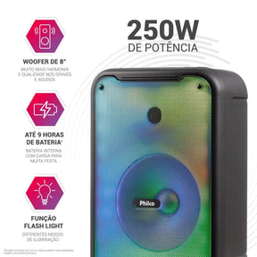 Caixa de Som Amplificada Philco Flash Lights 250W PCX3800