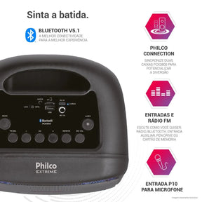 Caixa de Som Amplificada Philco Flash Lights 250W PCX3800